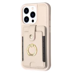 Capa de couro com suporte de anel para cartões Solt para iPhone 14 Pro Max 13 12 11 XS XR 6 7 8 Plus SE 2022 2022 Capa de telefone tipo carteira, bege, para iPhone 11