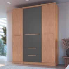 Guarda Roupas Solteiro 4 Portas 2 Gavetas Aspen Móveis Castro - Angelin/Titânio