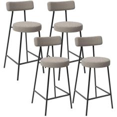 Kit 04 Banquetas Baixa Para Cozinha Sala De Jantar Bar Bancada Milão L02 Bouclê Creme