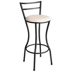 Banqueta Alta Home Em Aço Carbono Branco Gelo