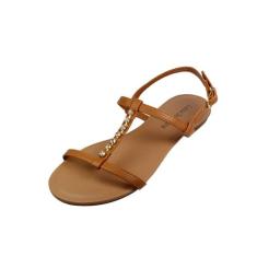 Sandália Rasteira Luiza Sobreira Caramelo Strass Mod. 2037, 38