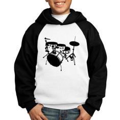 Moletom Infantil Bateria Música Baterista - Foca na Moda, Branco, Pret