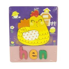 Tabuleiro Madeira Quebra Cabeça Infantil Inglês Bilíngue Educativo - W