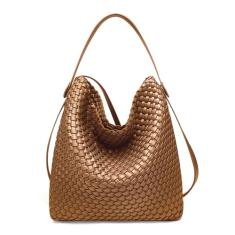 DSGUTWO Bolsa feminina de couro vegano, bolsa de ombro com alça superior e bolsas, Caramel