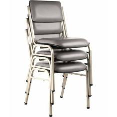 Kit com 3 Cadeiras para Auditórios Linha Hotel Smart Cinza