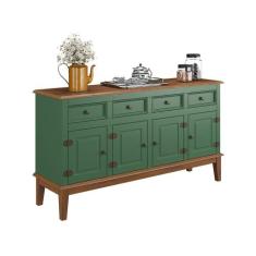 Balcão de Madeira Maciça 4 Portas e 4 Gavetas - Apaixone&Decore, Verde