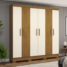 Guarda Roupa Casal 6 Portas 2 Gavetas B73 Briz, Nature com Off White