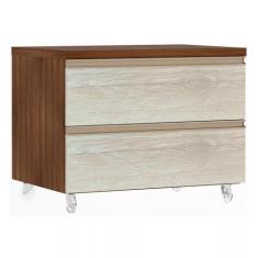 Mesa de Cabeceira Luciane 2 Gavetas Prime Plus 60,5 cm, Nogueira Doura