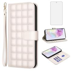 Asuwish Capa de telefone para Samsung Galaxy A35 5G capa carteira com protetor de tela de vidro temperado alça de pulso suporte para cartão de crédito capa celular flip couro PU A 35 35A A355G