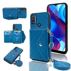 Capa carteira compatível com Motorola Moto G Power 2022/MotoG Play 2023/G Pure 2021 com alça de ombro transversal e suporte para cartão de crédito de couro para XT2165DL XT2163DL XT2165-5 XT2271-5
