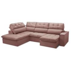 Sofá 4 Lugares Retrátil e Reclinável Arezzo com Chaise Esquerdo Veludo