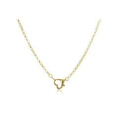 Pulseira com Design de Elos Finos e Fecho de Coração Folheado em Ouro 