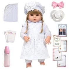 Boneca Bebe Reborn Recém Nascida 46cm Loira Olho Castanho - Cegonha Re