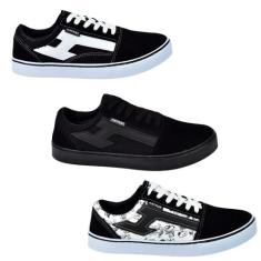 Kit 3 Pares De Tênis Casual Skate Escolar Haymax Original H8, 41, Pret