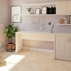 Mesa Reta Corp 25mm 180 cm Bramov Móveis Branco/Geneve