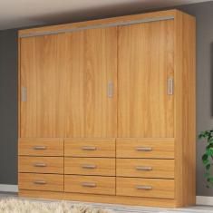 Guarda Roupa Casal 3 Portas de Correr 9 Gavetas Isabela Evidência