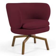 Poltrona Decorativa Sala De Estar Melissa Base Ka Giratória Veludo C-278 Marsala - Domi