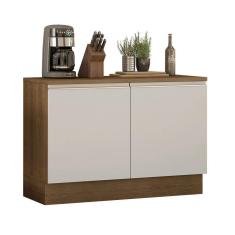 Balcão Pia Madesa Glamy 120cm 2 Portas Tampo Rustic Branco