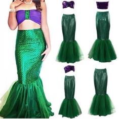 Conjunto Fantasia Ariel Sereia Adulto Carnaval Halloween Cosplay - Só 