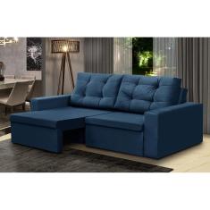 Sofá Retrátil 2 Lugares 1,80m Liz Suede Azul Adonai Estofados