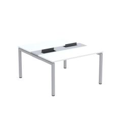 Mesa Plataforma Dupla com Pé de Aço para Coworking 130X140/2P PDC13/14/2P Branco/Cinza