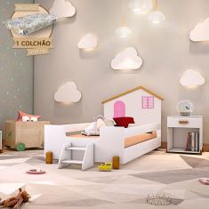 Cama Infantil Juvenil Belissima Rosa - Branca E Mel + Colchão - Branco
