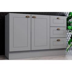 Balcão de Cozinha Modulado Americana 2 Portas e 3 Gavetas p/ Pia 120cm