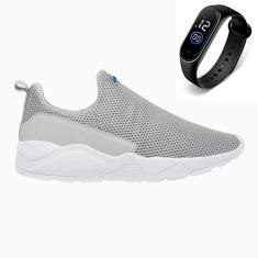 Tênis Masculino Esporte Cadarço Academia Corrida Macio Dia a Dia + Relógio-Masculino