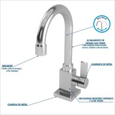 Kit Cuba Xrt55 Com Torneira Luxo 1195 Metal 1/4 Volta Bege