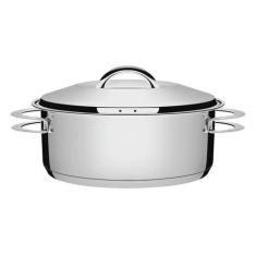 Panela Caçarola 28cm 7,1L Grande Tramontina Solar Rasa em Aço Inox Fun