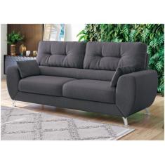 Sofá 3 Lugares Suede Amarilis Linoforte, Cinza, 3