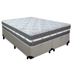 Cama Box Casal Bipartido Sintético + Colchão Anjos Black Graphite Mola