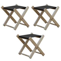 Kit 3 Banquinho De Madeira Banqueta Pescador-preto