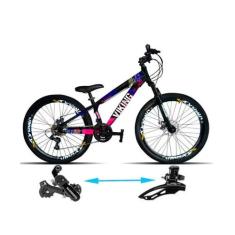 Bicicleta Viking Aro 26 TuffX25/30 Vmaxx Freio a Disco 21V Preto Rosa 