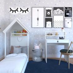 Conjunto Infantil Cama E Escrivaninha Bramov Móveis Branco