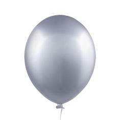 Balão Cromado Alumínio Prata Natural nº5 12cm - 25 Unidades - Happy Da