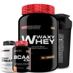 Kit Whey Protein Waxy Whey Pote 2kg + BCAA 4,5 100g + Power Creatina 1