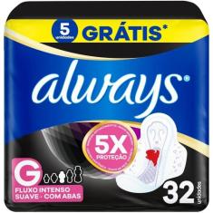Absorvente Always Tamanho G Fluxo Intenso com Abas 5 Grátis com 32 Uni