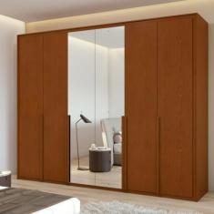 Guarda-roupa 6 Portas 6 Gavetas 100% Mdf Imperatore com Espelho Frassino