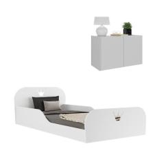 Cama Infantil Montessoriana p/ Colchão 88 x 188cm e Mesa de Cabeceira 