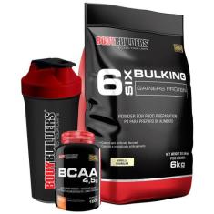 Kit Hipercalórico 6 Six Bulking 6kg + BCAA 4,5 100g + Coqueteleira  Bo