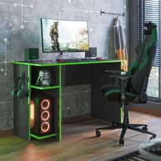 Mesa Computador Gamer 3875 Com Suporte Fone de Ouvido - QMOVI, Preto/v