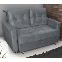 Sofá Cama Para Sala De Estar Remy Veludo Chumbo