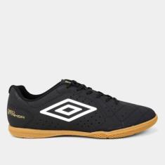 Chuteira Futsal Umbro Neo Striker Unissex, Preto, Dourado, 43