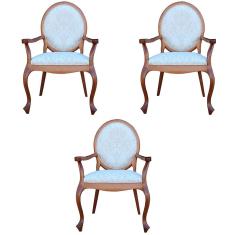Kit 03 Poltronas Decorativas Base Madeira Maciça Gran Belo
