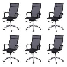 Kit 2 Cadeiras para Escritorio Interlocutor Base Fixa Esteirinha Sintético 3301 Preto