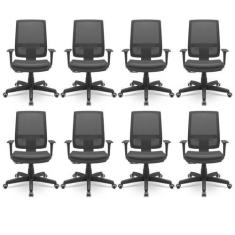 Kit 8 Cadeiras Escritório Presidente Ergonômica NR17 Tela Mesh Brizza 