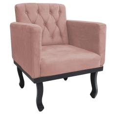 Poltrona Classic Pés Luís Xv Suede Rosê