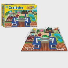 Brinquedo Zoológico de Cenário Animais Zoo Infantil Tabuleiro Presente Criança Menino Menina Aniversário 0234