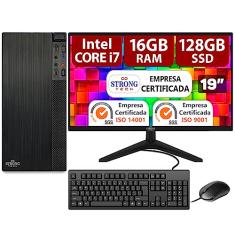 Computador Completo Intel Core i7 16GB SSD 128GB Monitor 19" 4 Núcleos Super Turbo Pc Hdmi Teclado e Mouse Strong Tech